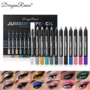 12Pcs/Box Glitter Metallic Eye Shadow Pencil Set – Waterproof Shiny Eyeliner in Pearl Green, Gold, Purple, Silkworm Makeup Kit