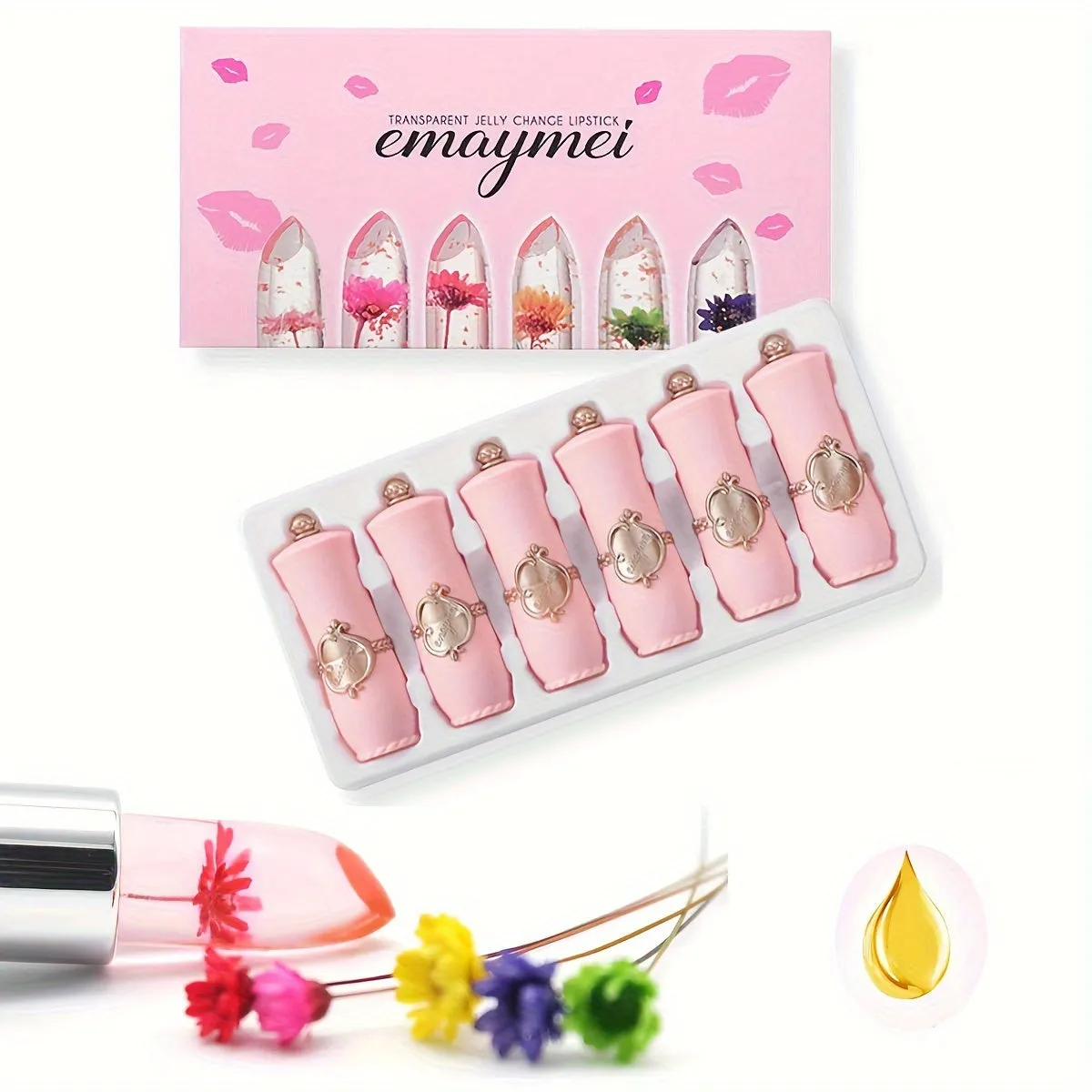 3 Pieces Flower Jelly Waterproof Moisturizing Nourishing Lip Balm