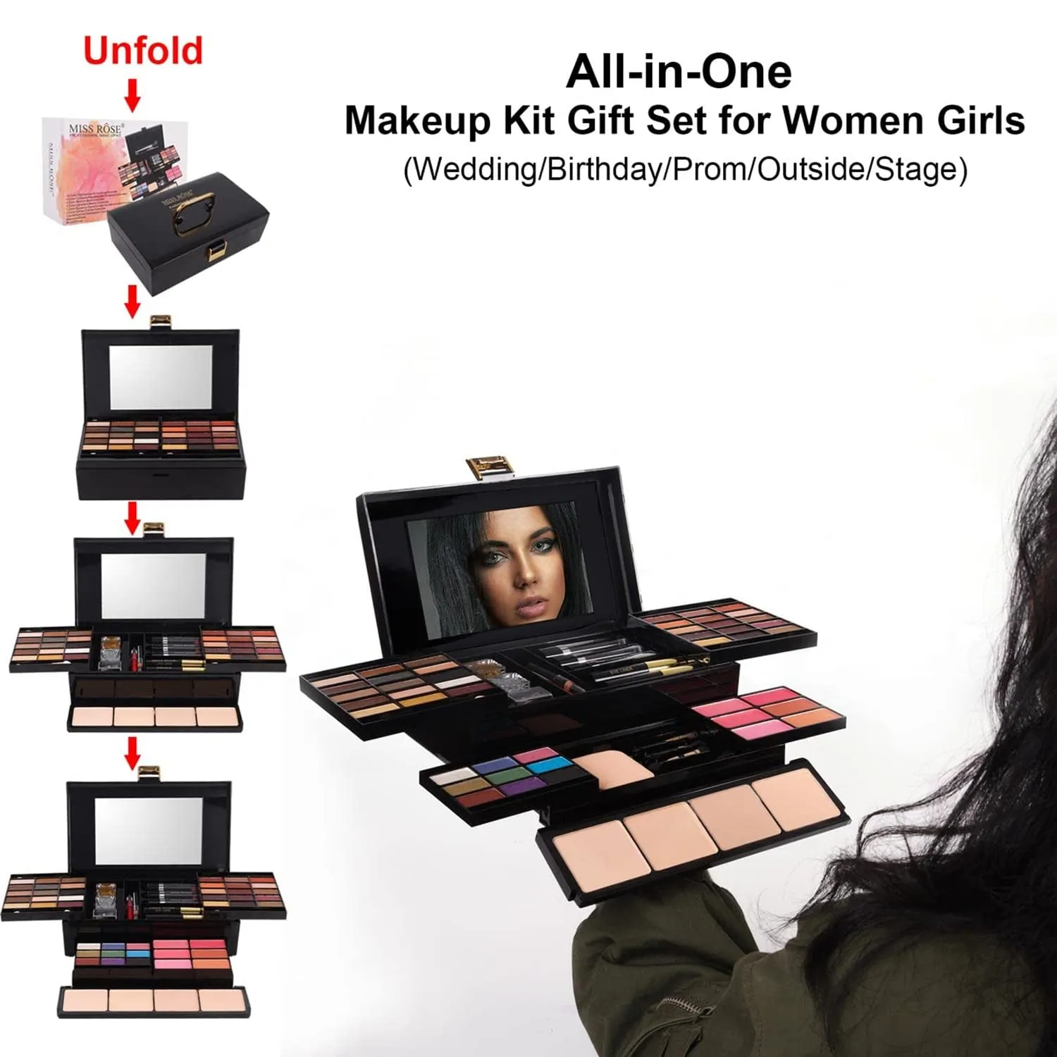 39 Shades Professional Makeup Palette - All-in-One Gift Set for Women: Eyeshadow, Blush, Lipstick