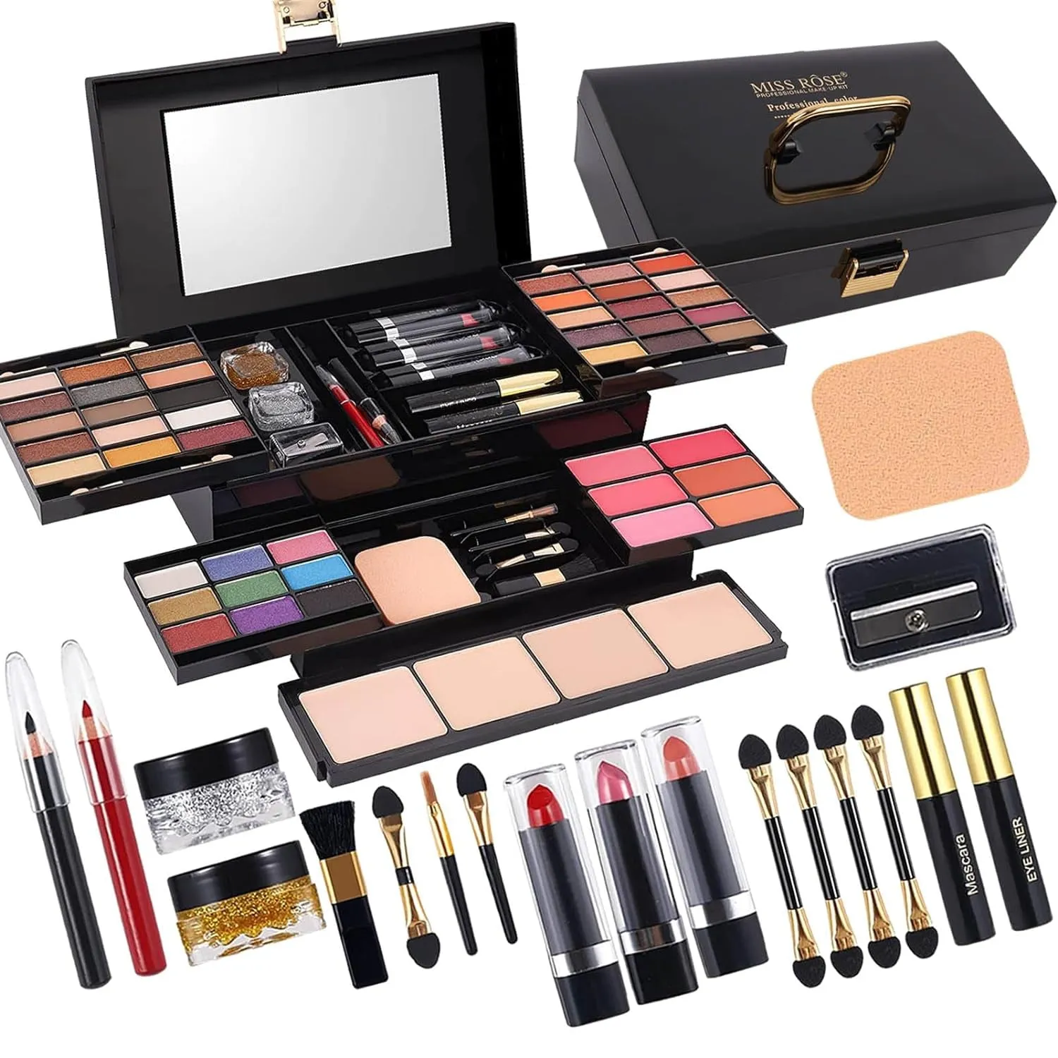 39 Shades Professional Makeup Palette - All-in-One Gift Set for Women: Eyeshadow, Blush, Lipstick