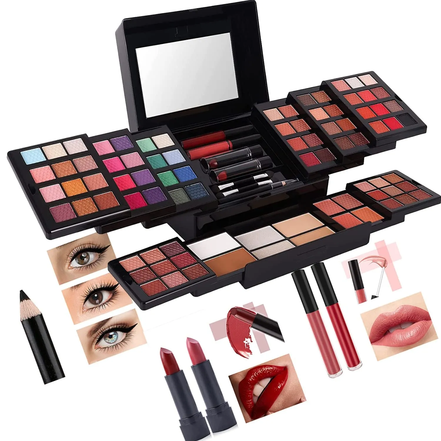 39 Shades Professional Makeup Palette - All-in-One Gift Set for Women: Eyeshadow, Blush, Lipstick