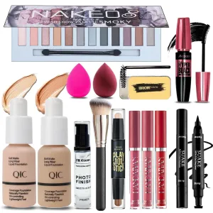 All-in-One Makeup Gift Set for Women: Eyeshadow, Foundation, Lipstick, Brushes & More