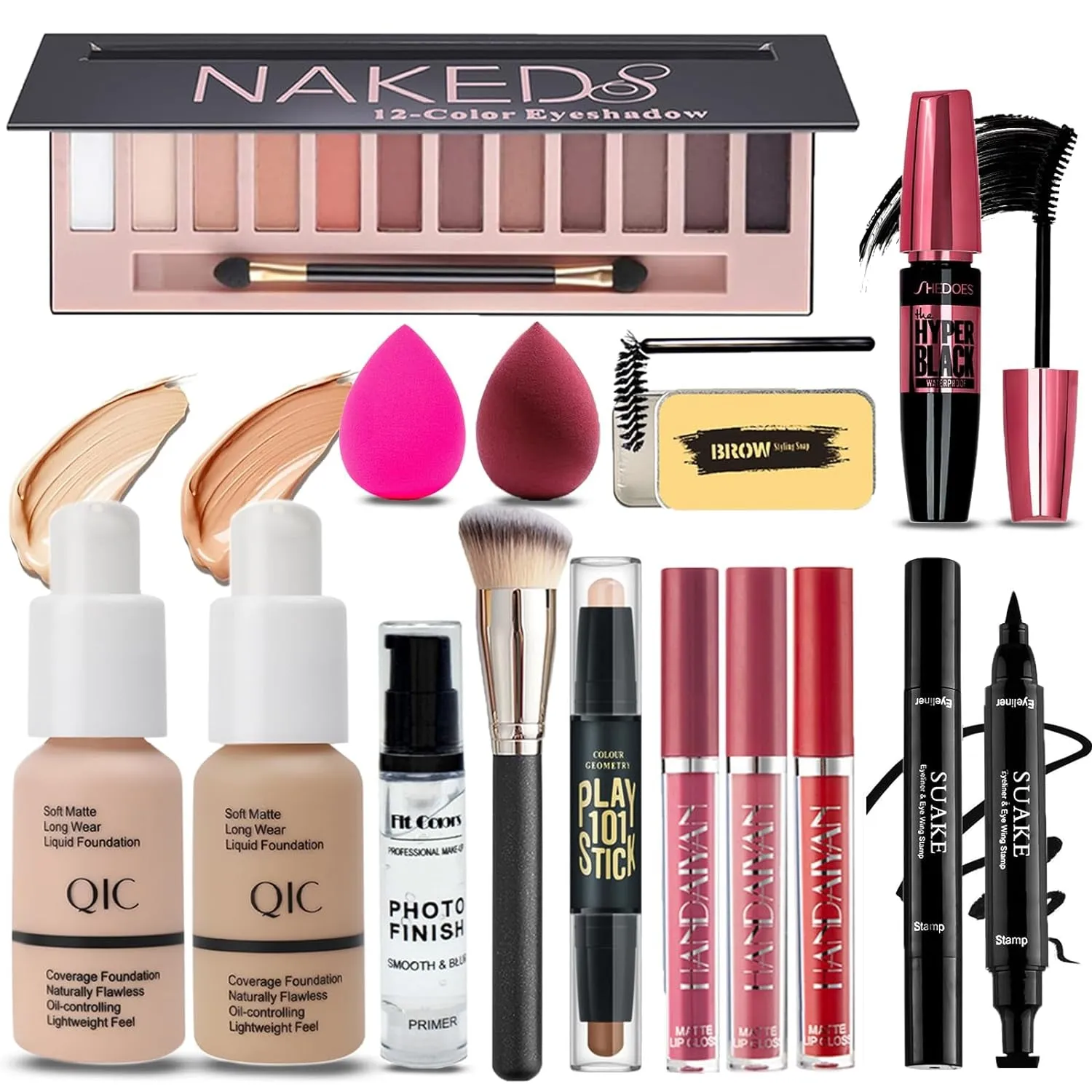 All-in-One Makeup Gift Set for Women: Eyeshadow, Foundation, Lipstick, Brushes & More