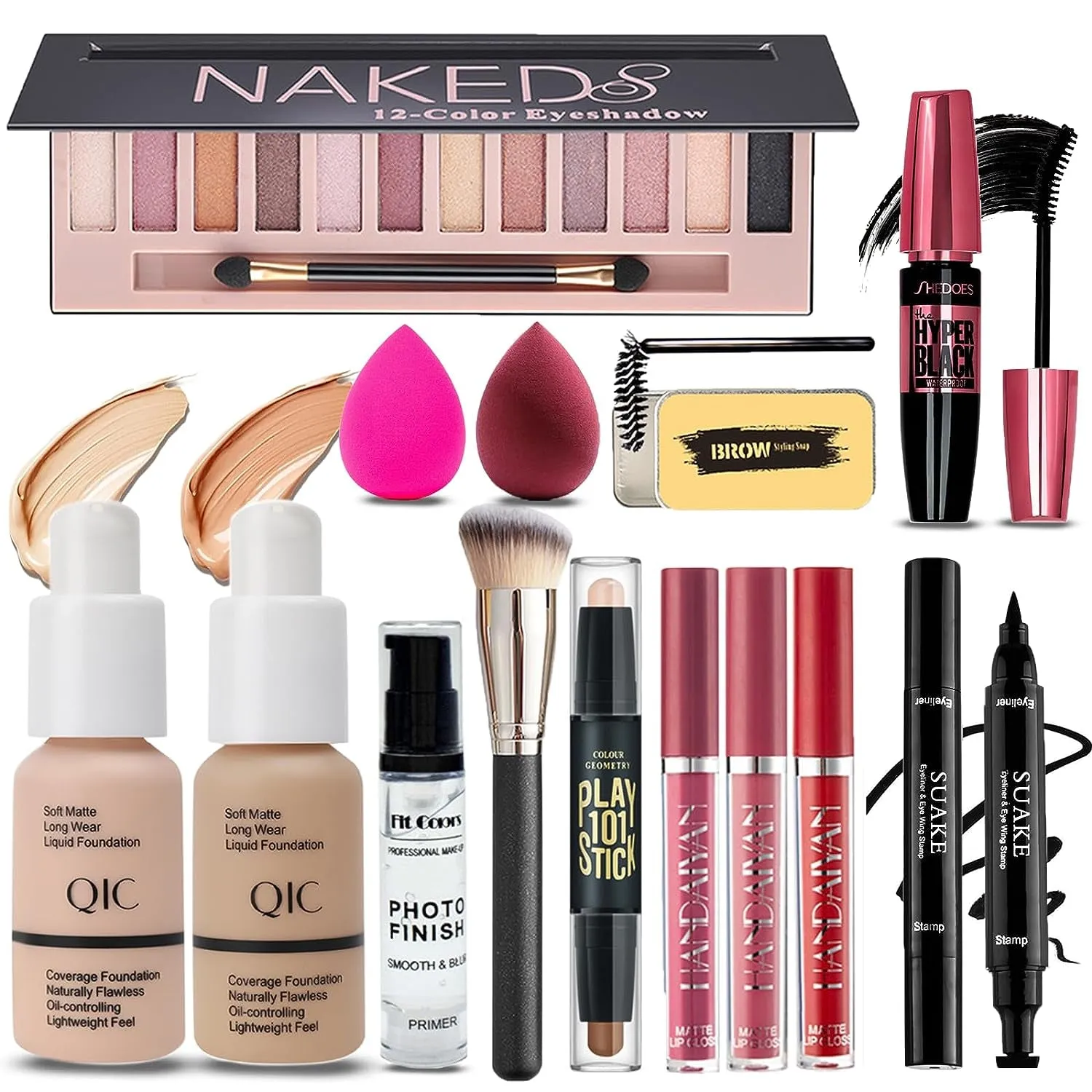 All-in-One Makeup Gift Set for Women: Eyeshadow, Foundation, Lipstick, Brushes & More