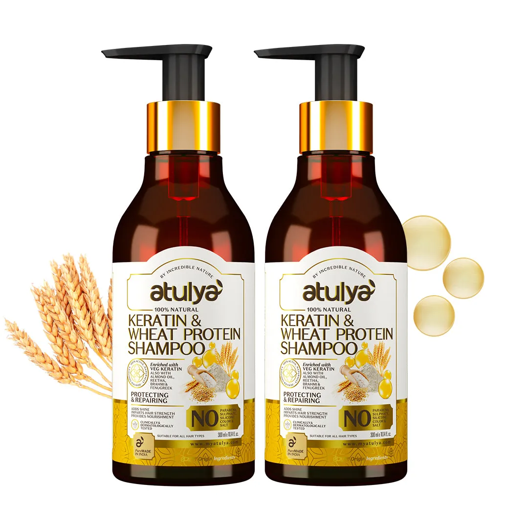 Atulya Keratin & Wheat Protein Shampoo Combo - 300ml each (Pack of 2) (Buy 5 Products & Get Rs.500 Off)