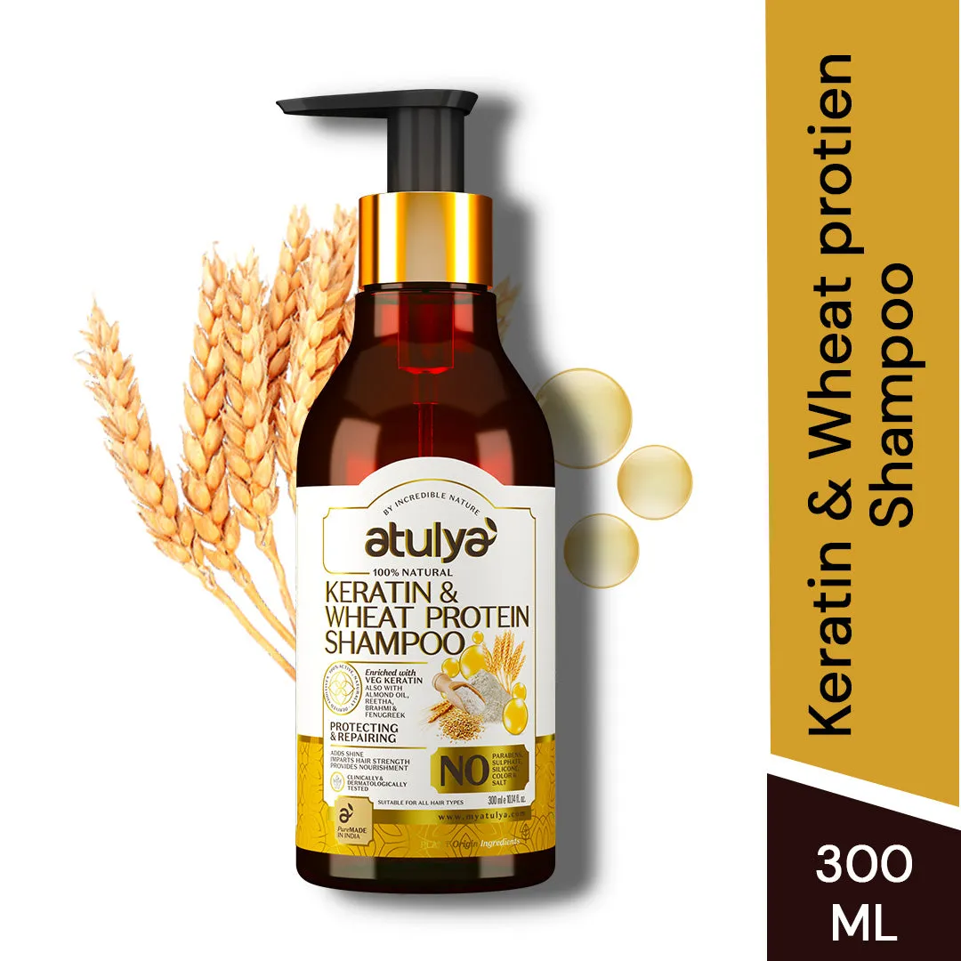 Atulya Keratin & Wheat Protein Shampoo Combo - 300ml each (Pack of 2) (Buy 5 Products & Get Rs.500 Off)