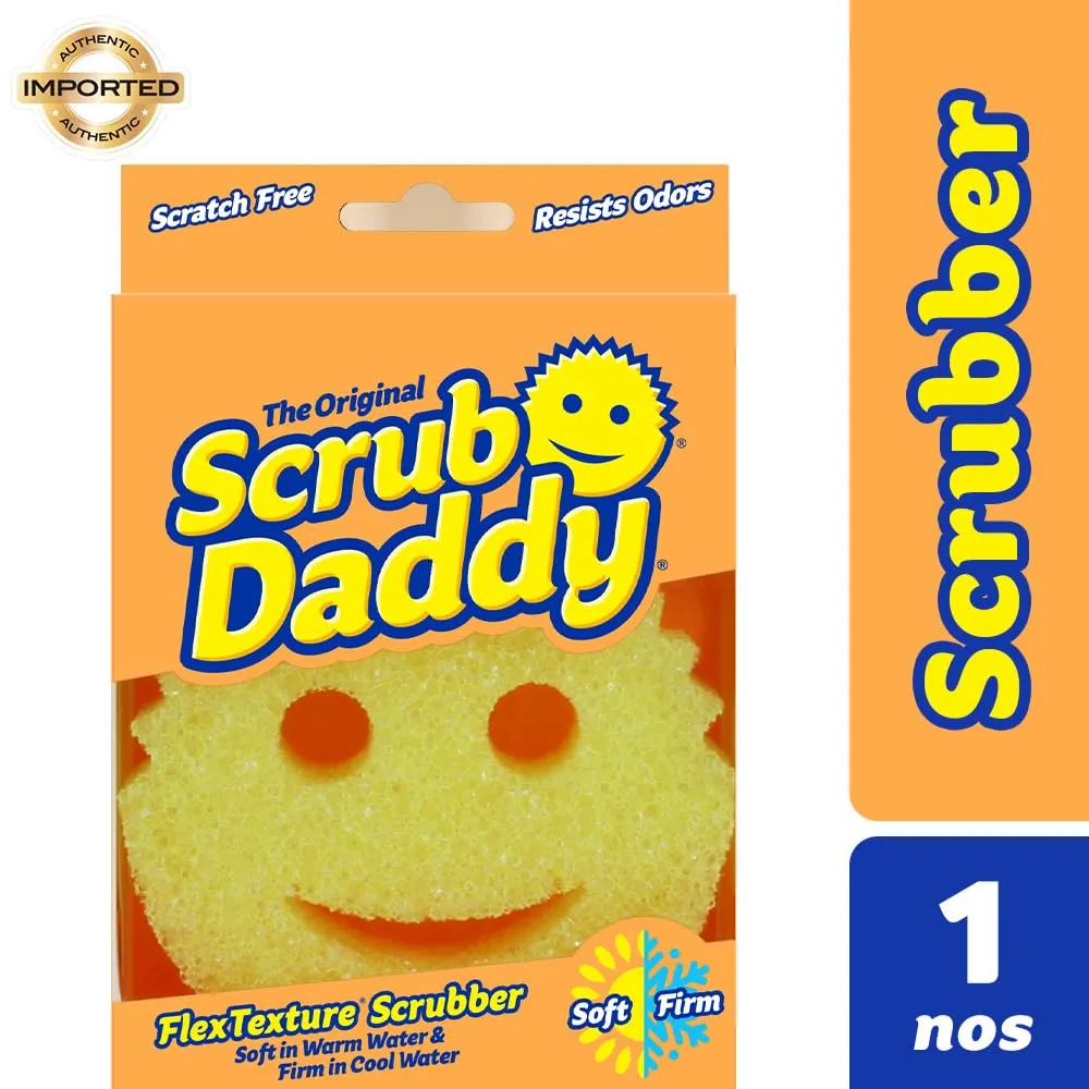 Cif The Original Scrub Daddy Cleaning Scrubber, Scratch-Free Multipurpose Dish Washing & Home Cleaning Pad, Scrubbing Pad with FlexTexture & Odor-Resistant for Kitchen, House & Outside