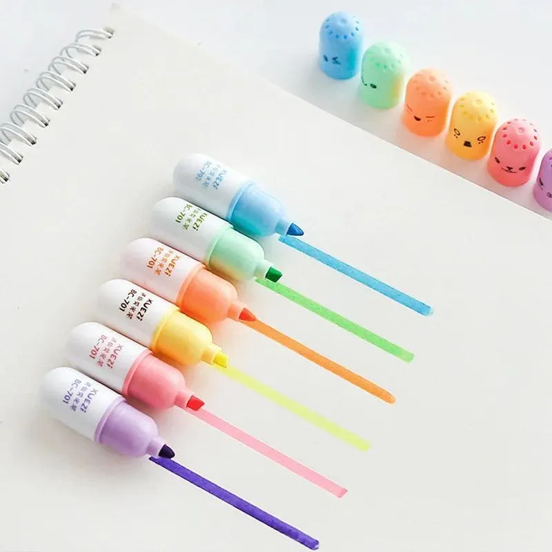 Colorful Capsule Style Highlighter Pens: Vibrant Set for Office & School