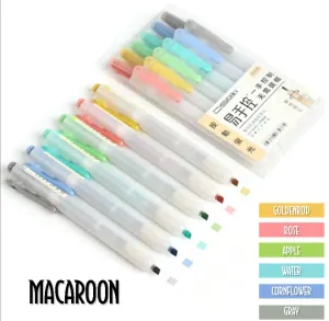 Dianshi RETRACTABLE MACAROON Color Highlighter Set Refillable Highlighter Set Eco Conscious Four Series Six Pen Set 24 Colors | DS-805S