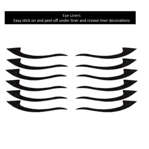 Face Lace Black Sweep Eye Liners - Black Glitter