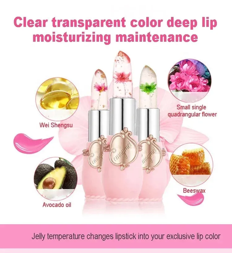 Flower Jelly Waterproof Moisturizing Nourishing Lip Balm 3 Set