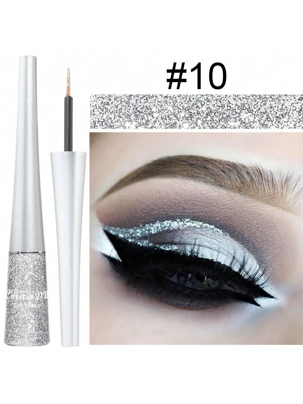 Glitter Eyeliner Liquid - Sliver Glitter Eyeliner - Long-Lasting Waterproof Quick-Drying Shimmer Metallic Glitter Liner - Ultra-Fine Tip Sparkle Eyeliner For Multi Dimensional Eye Makeup