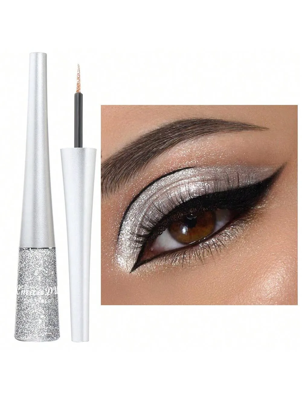 Glitter Eyeliner Liquid - Sliver Glitter Eyeliner - Long-Lasting Waterproof Quick-Drying Shimmer Metallic Glitter Liner - Ultra-Fine Tip Sparkle Eyeliner For Multi Dimensional Eye Makeup