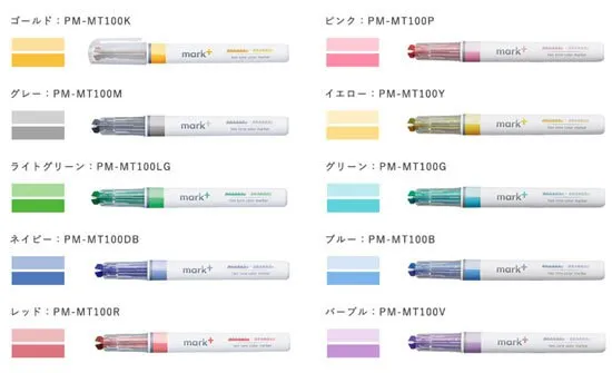 GRAY Kokuyo Mark  TWO Tone Highlighter Dual ToneHighlighter Pen Two Way Highlighter Double Sided Highlighter Mark  Highlighter | PM-MT100M