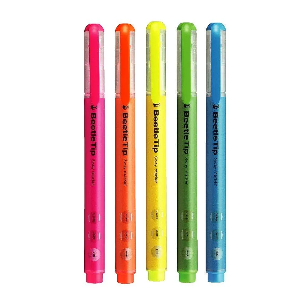 KOKUYO PM-L301-5S BeetleTip beetle highlighter 3 functions multi-angle 5 color set