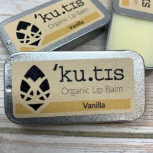 Natural Lip Balm, Plastic Free Lip Balm, Vanilla, Kutis