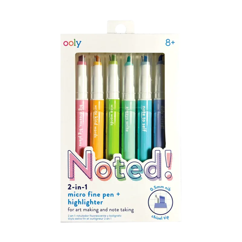 Noted! 2-in-1 Micro Fine Tip Pens & Highlighters - Set of 6