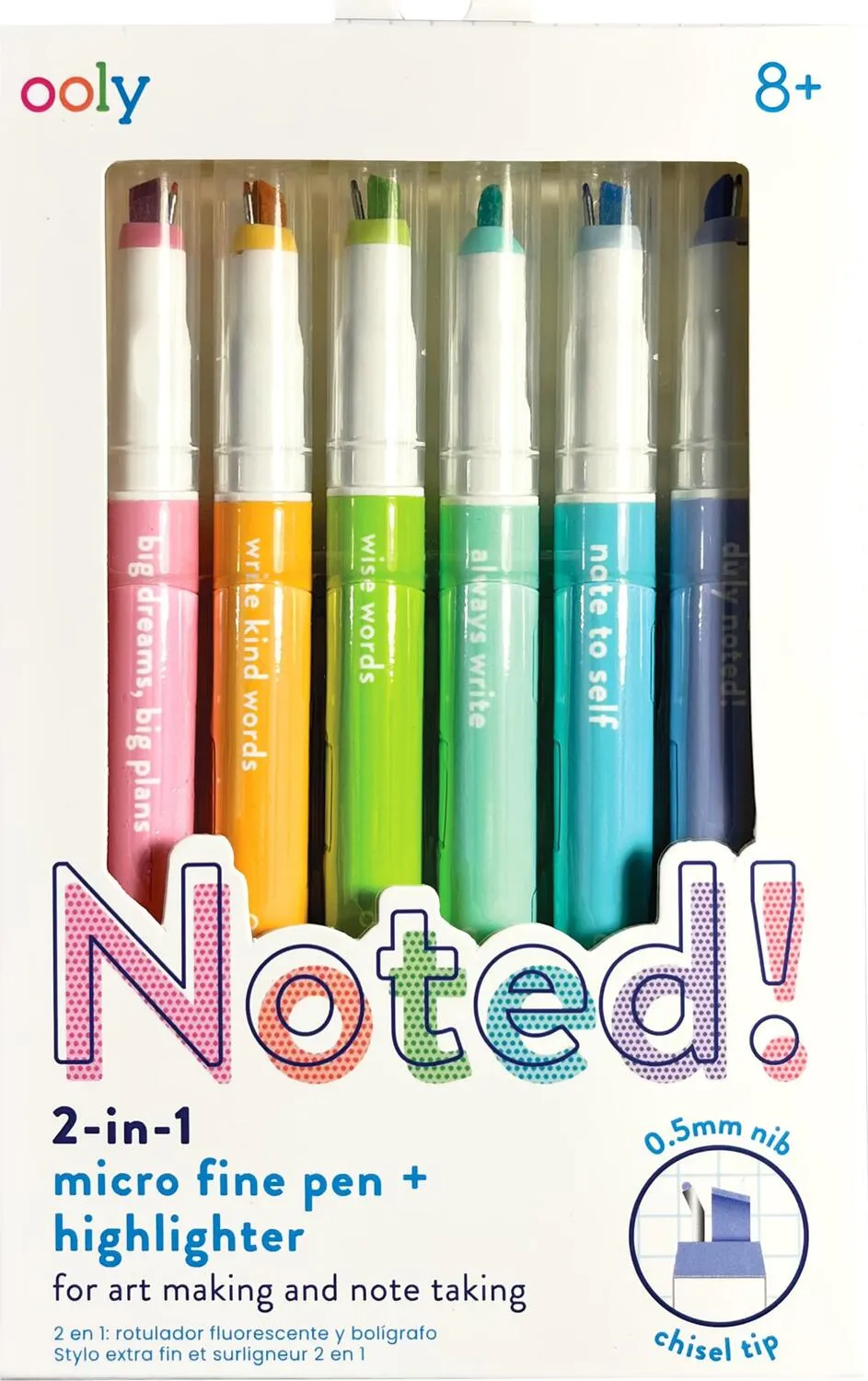 Noted! 2-in-1 Micro Fine Tip Pens & Highlighters - Set of 6