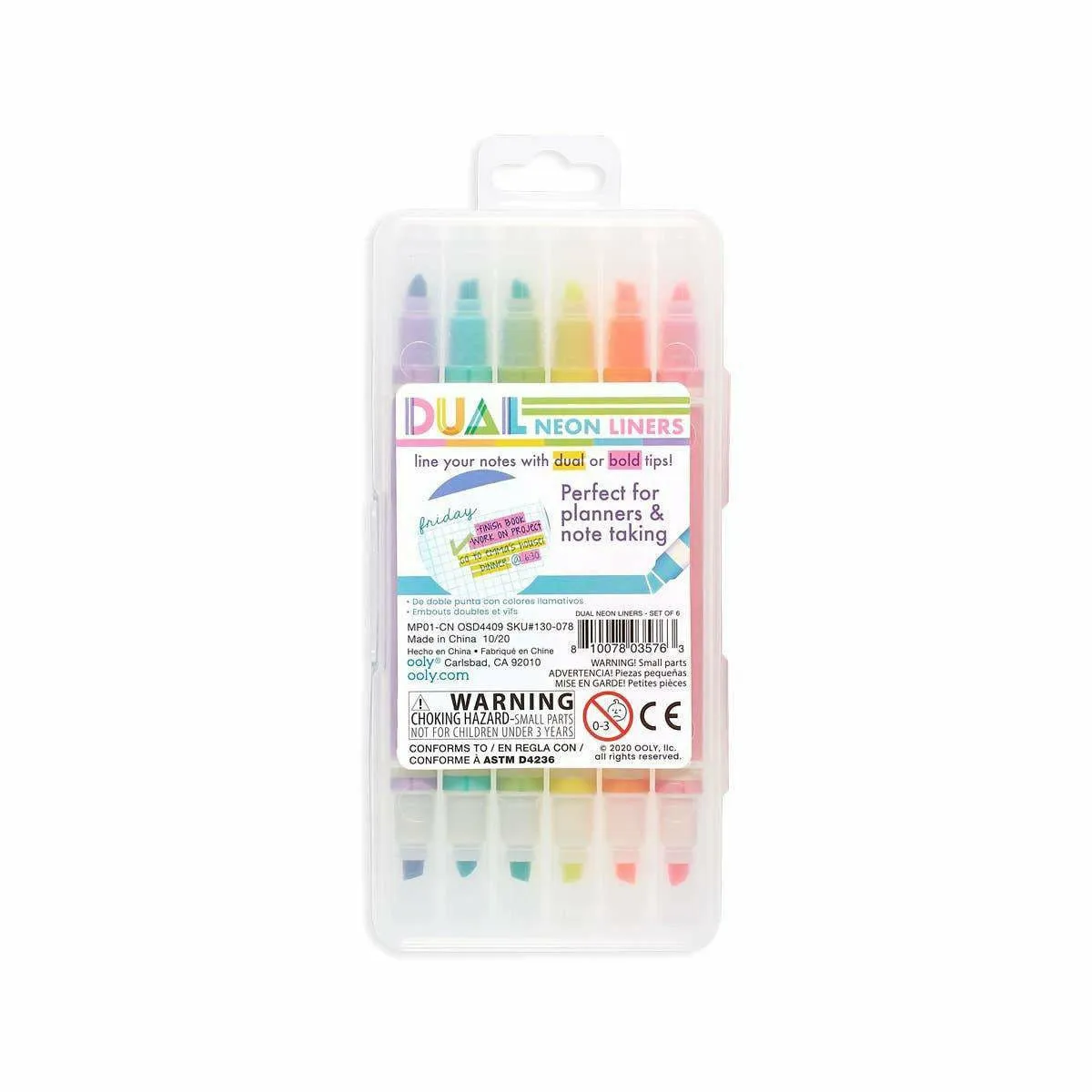 Ooly Dual Liner Double-Ended Highlighters - Set of 6