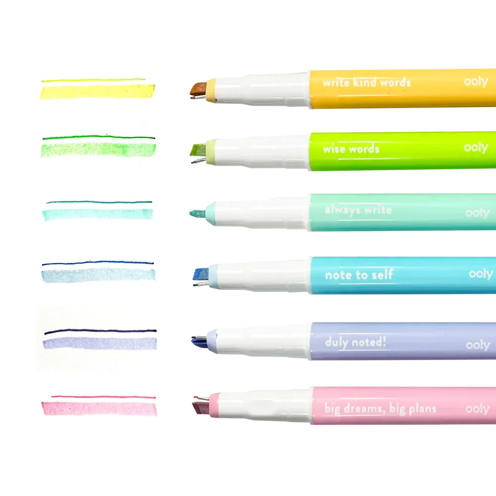 Ooly Noted! 2-in-1 Micro Fine Tip Pen and Highlighters - Set of 6