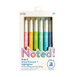 Ooly- Stylo et Surligneurs à Pointe Micro Fine 2 en 1 - Ensemble de 6 ||Ooly - 2-in-1 Micro Fine Tip Pen and Highlighters - Set of 6