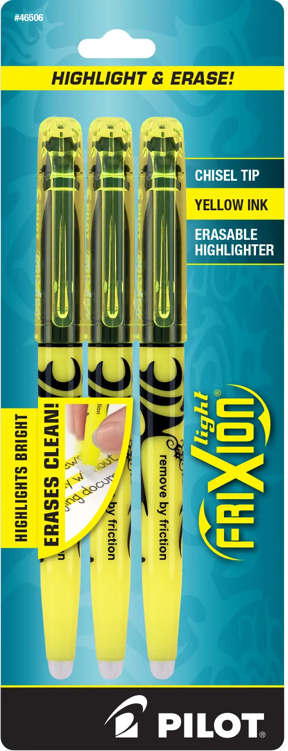 Pilot Frixion Light Highlighter with Erasable Ink 3pk