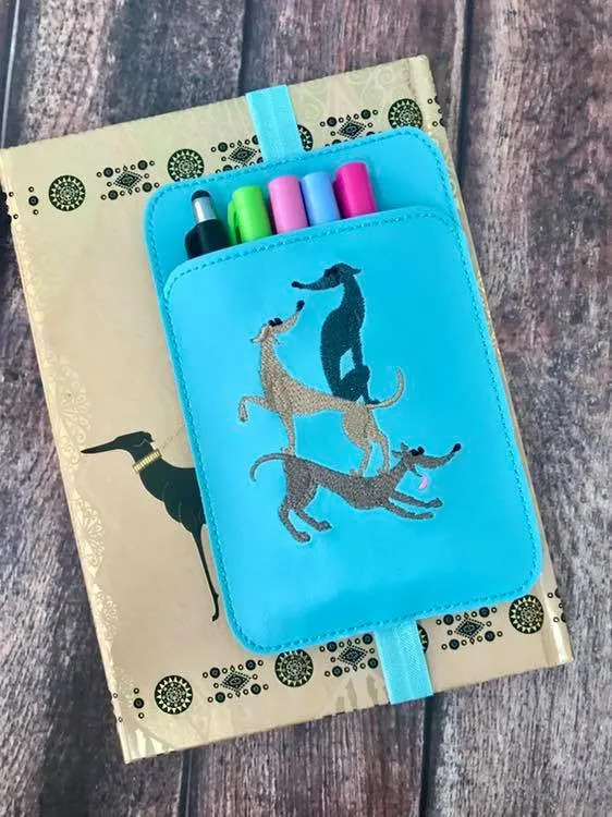 Planner Pocket Band - Stacked Hounds Aqua