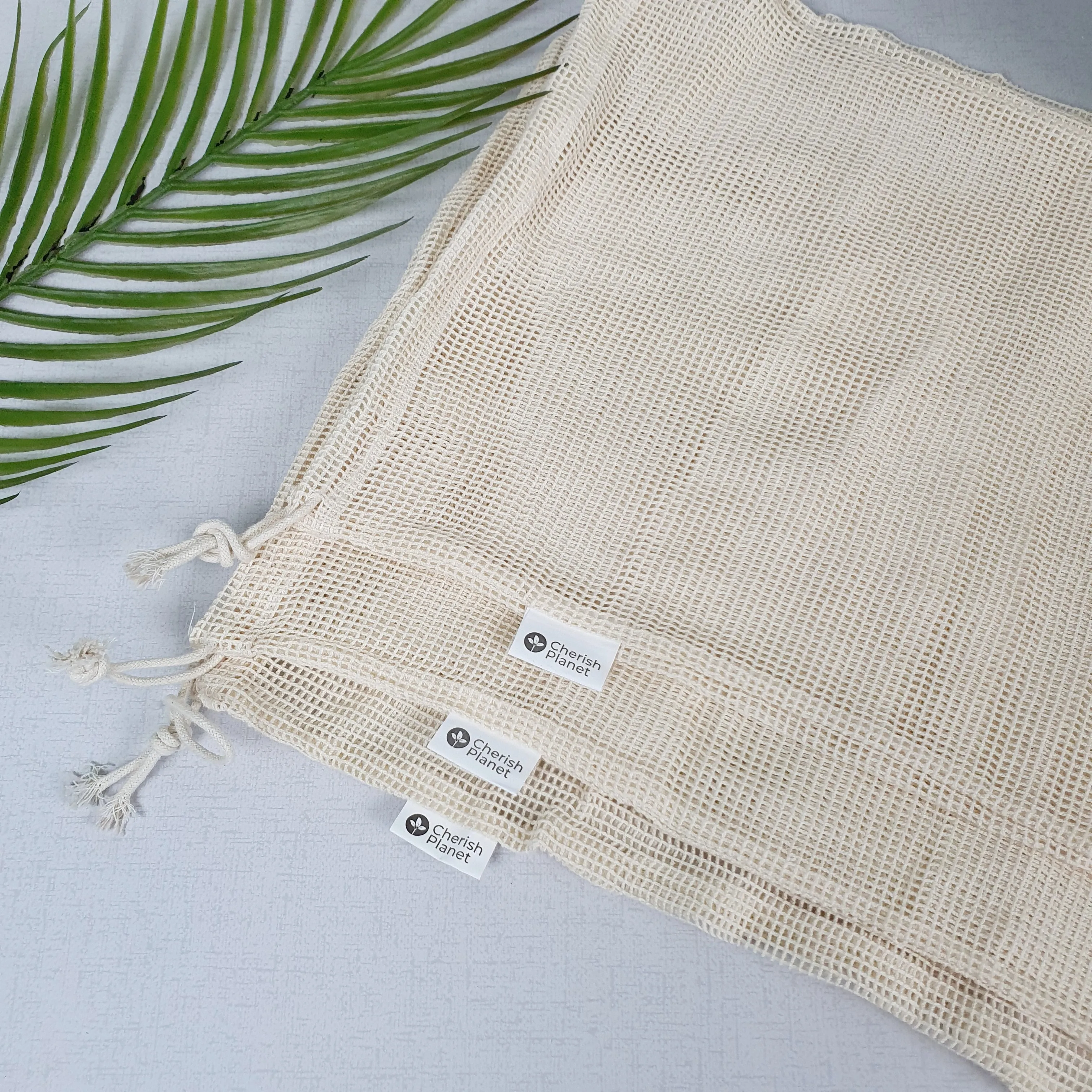 Reusable, Natural, Washable Drawstring Cotton Bags