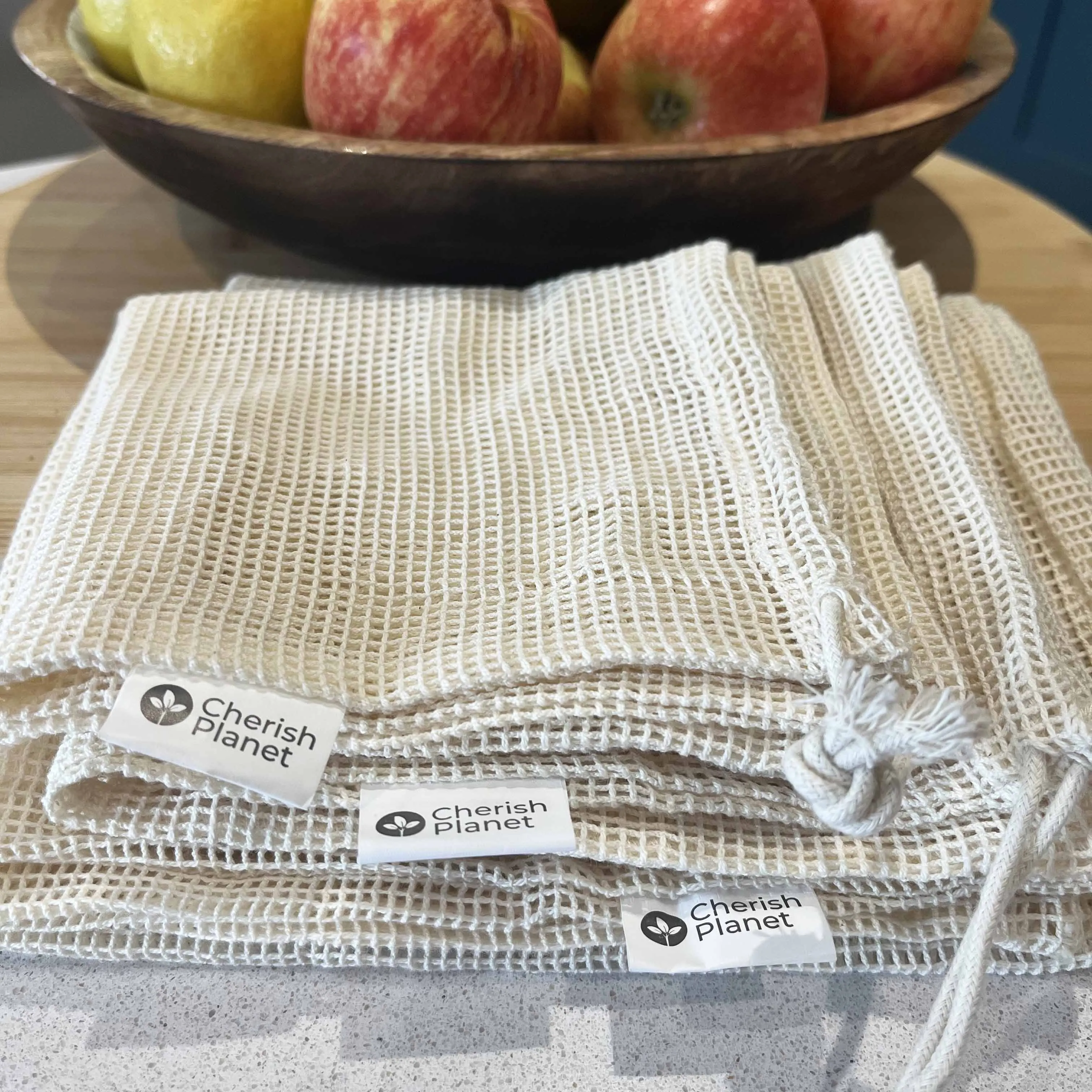 Reusable, Natural, Washable Drawstring Cotton Bags