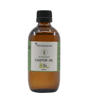 Vrindavan - Rosemary & Castor Oil Certified Organic - Amber Glass Bottle (200ml)